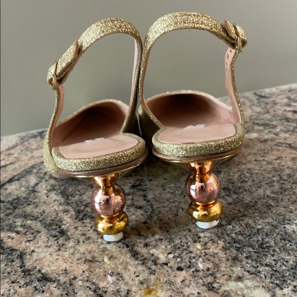 Roberto Festa Gold Glitter Slingback Shoes - Picture 2 of 8